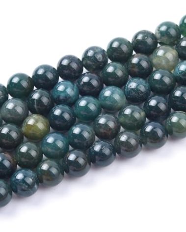 Genuine Green Moss Agate Beads for Jewelry Making Gemstone Semi Precious Stone Round 6mm Strand 15"(58-62pcs)