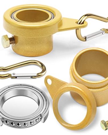 MOFEEZ Flagpole Rotating Rings,360 Degree Anti-Wrap Flag Mounting Rings with Bearings for 7/10" -1" Diameter Flag Pole Tangle Free (Pack of 2-Gold)