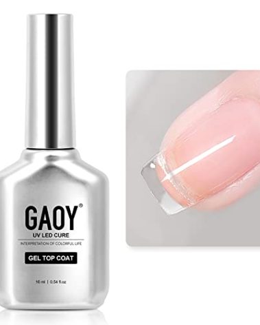 GAOY Top Coat for Gel Nail Polish, 16ml No Wipe Clear Finish, High Gloss Varnish for Long Lasting UV Nail Art DIY