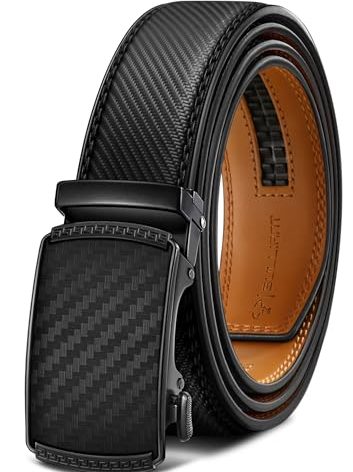BULLIANT Men's Belt,Slide Ratchet Belt Adjsutable For Men Suit Casual Jeans Gift Boxed,Trim To Fit(Black,38"-44" Waist Adjustable)