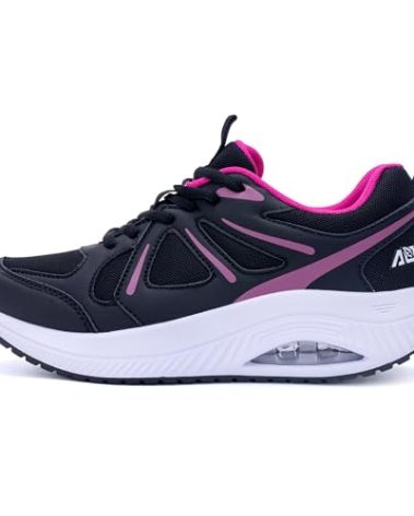 AOV Wide Walking Shoes for Women Arch Support Plantar Fasciitis Tennis Sneakers Wide Toe Box Orthotic Shoes Size 9.5 BlackRose