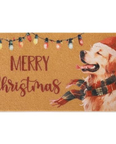 Percozzi Christmas Doormat Merry Christmas Dog Door Mat Indoor Outdoor Welcome Doormat Xmas Golden Retriever Floor Mat Non Slip Backing Kitchen Decor Dog Lovers Gift Housewarming Present 16.9x30 Inch
