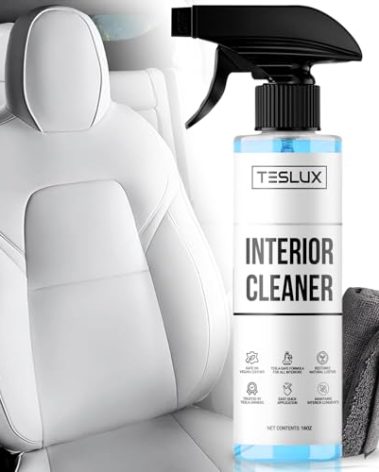 Interior Cleaner For Tesla White & Black Vegan Leather - Stain Remover - Solution for Complete Interior Cleaning - Ideal for Seats, Doors, Console, Dash - Accessories For Tesla Model 3, Y, S, X