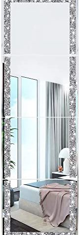 Meetart Full Length Mirror Tiles, Crystal Crush Diamond Body Wall Mirror, 14''x11'' 4PCS Glass Frameless Make Up for Home Decor, Room and Wall Decor