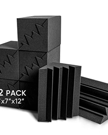 Sonic Acoustics 12 Pack Acoustic Foam Panels 7" X 7" X 12" Sound Absorbing Panel, Bass Trap Studio Foam, Corner Block Finish, Sound Panels Soundproof Sound Insulation Absorbing