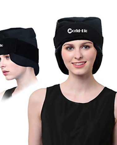 WORLD-BIO Migraine Relief Cap with Reusable Gel Ice Packs, Soothing Headache Relief Cap for for Tension and Stress,Wearable Long Lasting Cold Cooling Head Wrap for Headaches & Chemotherapy