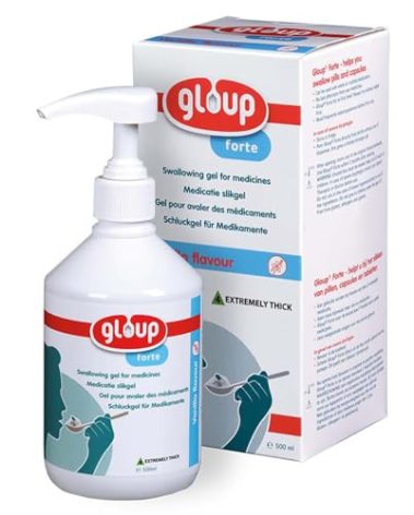 Gloup Pill Swallowing Gel Aid, PatCom Medical Medication Aid, Safe for Severe Dysphagia | IDDSI Level 4 | Easy Pump Dispensing (Forte - Vanilla, Pack of 1)