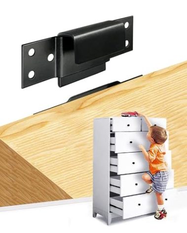 Furniture Wall Anchor Furniture Anchors for Baby Proofing 6 Sets Anti Tip Furniture Straps Wall Mount Bracket Safety Secure Cabinet Dresser Bookshelf, Keep Baby Child Pet Safety