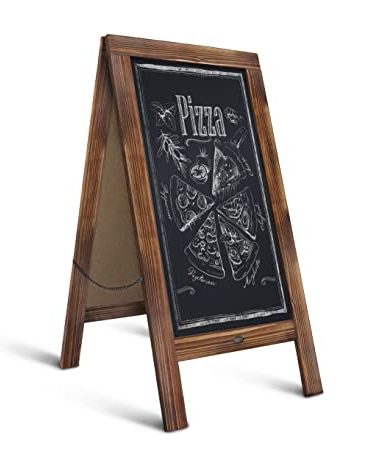 A Frame Chalkboard by HBCY Creations: 40x20 Solid Wood A-Frame Sign Rustic Brown Double-Sided Magnetic Board, Chalkboard Menu Board, for Restaurants, Cafés, Weddings - Heavy Duty Hinges