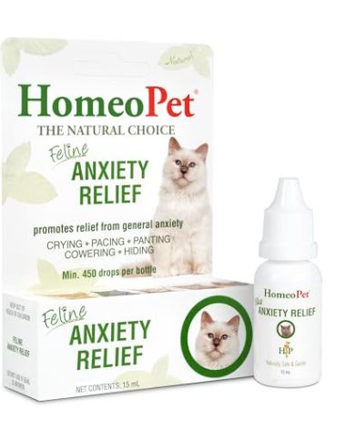 HomeoPet Feline Anxiety Relief, Natural Stress and Anxiety Support, Anxiety Supplement for Cats, 15 Milliliters