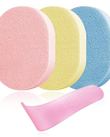 Hair Removal Aid Kit: 3 Body Sponges & Depilatory Cream Spatula - Gentle on Skin, 100% PVA Material, for Men & Women