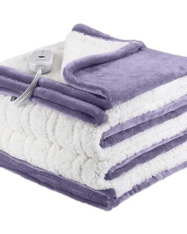ESTINGO Heated Blanket Electric Blanket Twin Size, Heating Blanket with 5 Heating Levels & 10 Hours Auto Off, Heated Blanket with Overheating Protection for Home, 62"x84", Lavender Purple