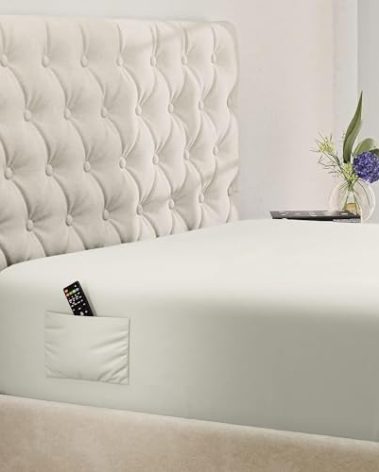 DREAMCARE Fitted Sheet Queen Size - Deep Pocket Fitted Sheet - Fits up to 15 inch Mattress - Deep Pocket Queen Sheets - Hotel Luxury - Oeko-Tex Certified Sheets - 1 Fitted Sheet Only (Ivory, Queen)