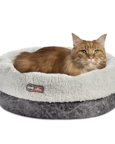 K&H Pet Products Heated Cat Bed Indoor, Thermo-Snuggle Cup Bomber Soft Heated Pet Bed for Large Indoor Cats and Small Dogs, Machine Washable, Waterproof Heated Pad, Safety Listed - 18 X 14in Gray