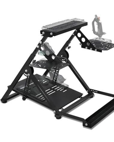 Marada Foldable Racing Flight Steering Wheel Stand Compatible with Logitech/Thrustmaster/PXN Gaming Devices Adjustable Stable Simulator Cockpit Bracket, Electronic Device Not Included