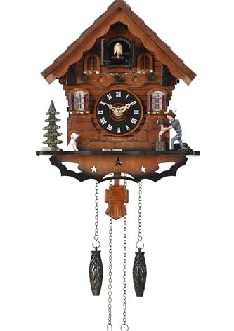 Kintrot Cuckoo Clock Traditional Black Forest Clock Antique Wooden Pendulum Quartz Wall Clock