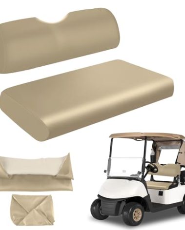 ZWPARTS Golf Cart Front Seat Covers Staple On Replacement for EZGO RXV 2008+ Golf Cart Seat Beige Micro Fiber Leather Seat Cover
