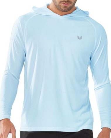 NORTHYARD Men's UPF 50+ Hoodie Shirts Long Sleeve Sun Protection Fishing Swim Beach UV SPF Rash Guard Quick Dry Lightweight SkyBlue M
