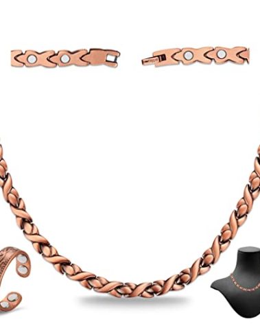 Cigmag Copper Necklace for Men Women - Magnetic Necklace 99% Solid Pure Ring Set Ultra Strength Magnets - Copper Chain with Adjustable Sizing Tool and Present Box