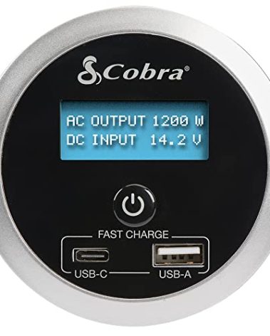 Cobra CPIALCDG1 Remote Controller – Compatible with Cobras Professional Grade Power Inverters, Remote On/Off, 4 Mounting Options, 2 USB Ports, Black