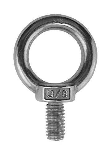 US STAINLESS Stainless Steel 316 3/8" Lifting Eye Bolt 3/8" UNC Marine Grade Pitch of 16