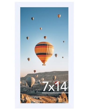 JCJMY 7x14 Picture Frame White for Wall Hanging or Tabletop, Wall Mounting Horizontally or Vertically, 7 x 14 Wall Gallery Poster Photo Frame with Shatter Resistant Plexiglass, White