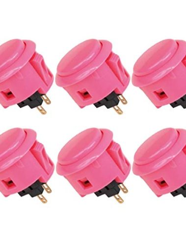 Sanwa 6 pcs OBSF-30 Original Push Button 30mm - for Arcade Jamma Video Game & Arcade Joystick Games Console (Pink), Use for Arcade Game Machine Cabinet S@NWA