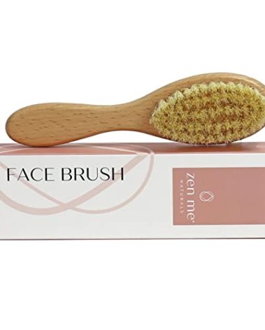 Dry Brush for Face for Smooth Radiant Skin by Zen Me, Natural Face Exfoliator Tool to Unclog Pores, Promote Lymph Flow & Reduce Swelling, Facial Brush with Natural Boar Bristles & Polished Wood Handle