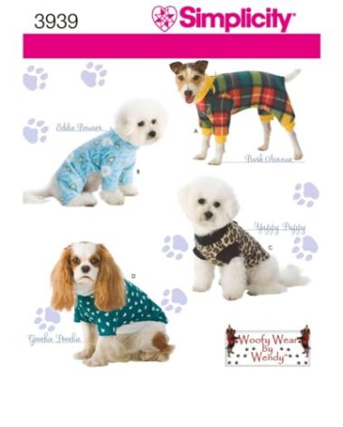 Simplicity Pajama and Coat Dog Clothing Sewing Pattern, Pet Sizes S-L