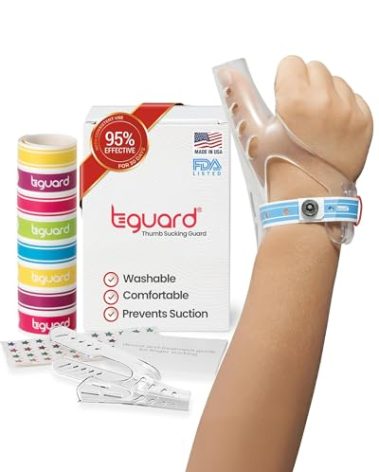 TGuard AeroThumb Anti-Thumb Sucking Guard – Thumb Sucking Deterrent Prevention Kit with InstaLock Interlock System, Washable Secure-Fit for Kids, Large (Kids 70 lbs & Up), Ages 7 and Up, Made in USA