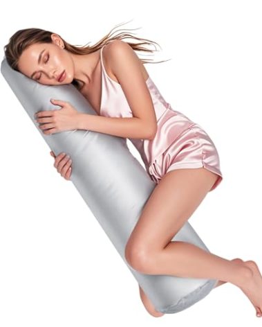 Lnngub 1 Piece Round Body Pillow Cover, 7.9 x 47Inch/20 x 120cm Body Pillows Case Cover Breathable Bodys Pillowcases Satin Long Pillow Envelope Closure Bodys Pillows Pillowcase