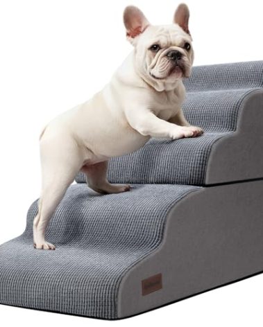 Dog Stairs and Ramp for High Bed, 5-Step Dog Steps for Small Dogs and Cats,Non-Slip Pet Stairs Suitable High Bed Climbing