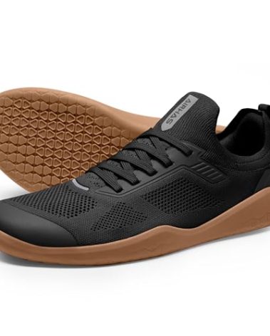 AIRHAS Men's Barefoot Shoes Zero Drop Wide Toe Box Minimalist Gym Shoes for Men Deadlift Cross Training Sneakers (Black/Gum,12.0)