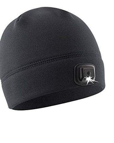 POWERCAP LED Hat Light 150 Lumens Rechargeable Fleece Beanie with Bright Built-in Headlamp Waterproof LED Warm One Size Cap (US, Alpha, One Size, Black 3.0)