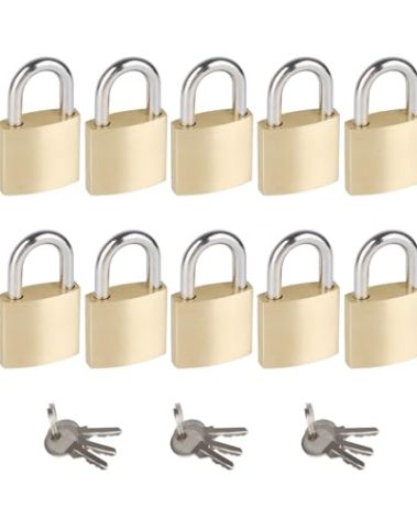 10Pack Small Locks with Same Keys, 0.98Inch (25mm) Wide Lock Body Solid Brass Padlocks Keyed Alike, Mini Padlocks for Suitcases/Luggage/Backpacks/Tool Box/Diary Books/School lockers etc.