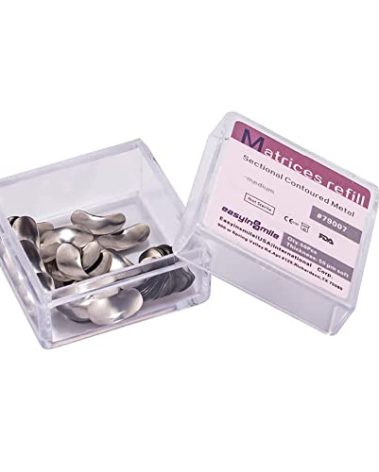 EASYTODENTA Dental Matrix Bands 50PCS Sectional Contoured Metal Matrices System 50μm for Tooth Interproximal Refill (Medium)