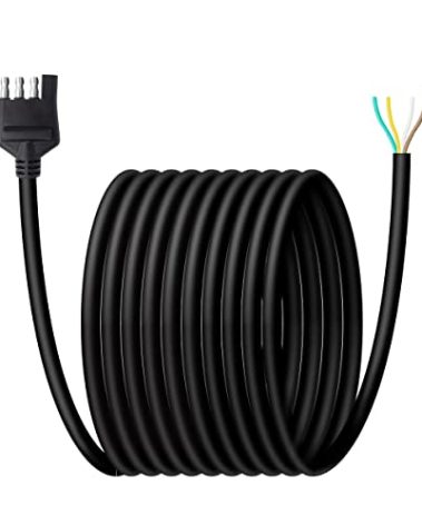 Billion wealth 18 AWG 30 FT 4 Pin Trailer Wiring Harness Kit 4 Pin Trailer Connector Heavy Duty Pure Copper Flat Male Plug and Pure Copper 18 Gauge 360 Inch Jacket Cable