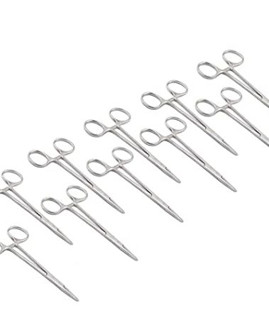 Laja Imports 10-Pack Straight 5-Inch Mosquito Hemostat Locking Forceps, Stainless Steel for Educational Use