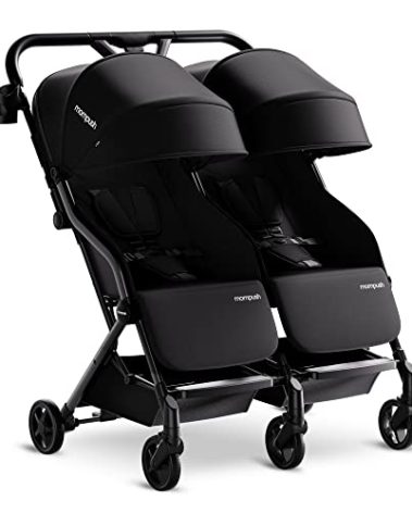 Mompush Lithe Double Stroller, Lightweight Side by Side Stroller for Newborn and Toddler, Easy Fold, Spacious Seats with Recline, UPF50+ Canopy
