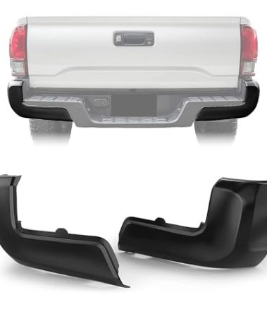 ECOTRIC Rear Bumper End Cap Compatible With 2016-2023 Toyota Tacoma W/O Sensor Hole Replace for TO1105133, TO1104133; 52156-04010, 52155-04010 Corner Cover Driver and Passenger Side Black