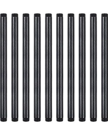 Niubid 10 Pack 1/2 Inches x 12 Inches Black Malleable Steel Nipples Fitting, DIY Steampunk Industrial Vintage Style.