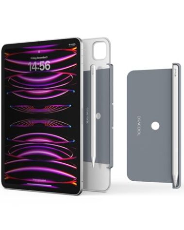 Dracool for Apple Pencil Pro/Apple Pencil 2nd Generation Pencil Holder Compatible with Magic Keyboard, Smart Folio, and Other Magnetic Cases for iPad Pencil Case 6.53 inch - Gray