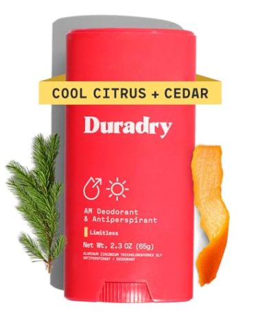 Duradry Clinical-Strength Antiperspirant Deodorant for Women and Men – Clean Formula with Natural Ingredients for Odor and Excessive Sweat Protection – (Cool Citrus + Cedar)2.3 Oz