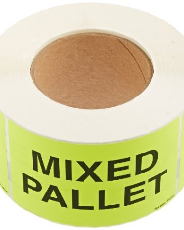 Aviditi 3" x 5","Mixed Pallet" Fluorescent Yellow Warning Sticker, for Shipping, Handling, Packing, and Moving (1 Roll of 500 Labels)