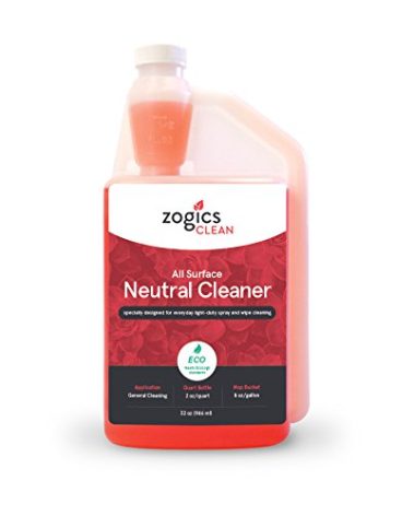 Zogics All Surface Neutral Cleaner – Floor Cleaner Solution with a Low Toxicity Formula and Neutral pH for All Surfaces, Each Bottle Makes up to 16 Gallons