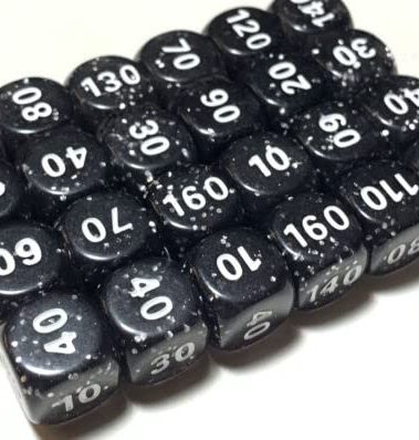 Pokemon Dice x24 Set - Damage Counters - Black W/Glitter - Trainer Toolkit