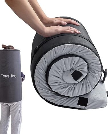 Memory Foam Camping Mattress 2.5 inch, Cot Pads, Single Small Portable Roll Up Camping Sleep Topper with Waterproof and Non-Slip Bottom, Camping Car Mat with Travel Bag, 72"×24"×2.5", Grey