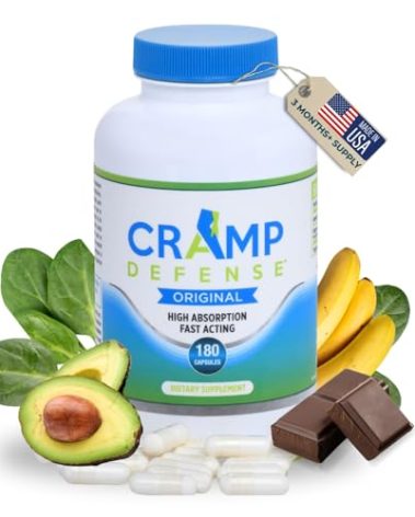 Cramp Defense® Leg Cramps Pills, Relief for All Muscle Cramps, Day and Night. Magnesium Supplement Capsules, 3-6 Month Supply. Non-Laxative, Organic Formula for Max Absorption and Results. Made in US.