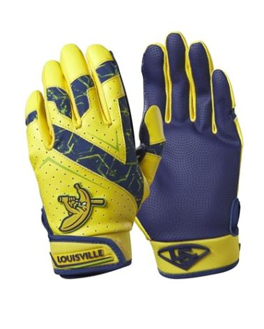 Louisville Slugger Savannah Bananas Youth Genuine V2 Batting Gloves - Yellow/Navy, Small