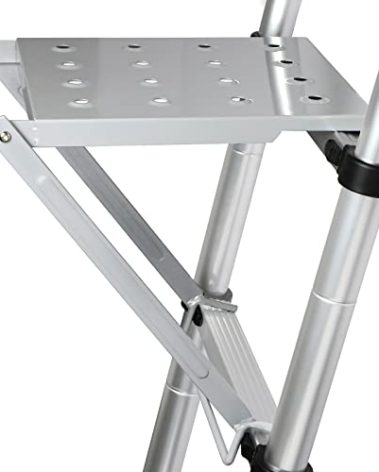 TooCust Platform Accessories for Painters, Anti-Slip Extension Ladder Work Platform System, Work Tray for Tools, Heavy Duty Accessory for Most Ladders, 400 lbs Capacity (Silver)